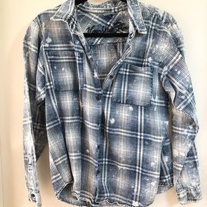 Acid wash plaid button down